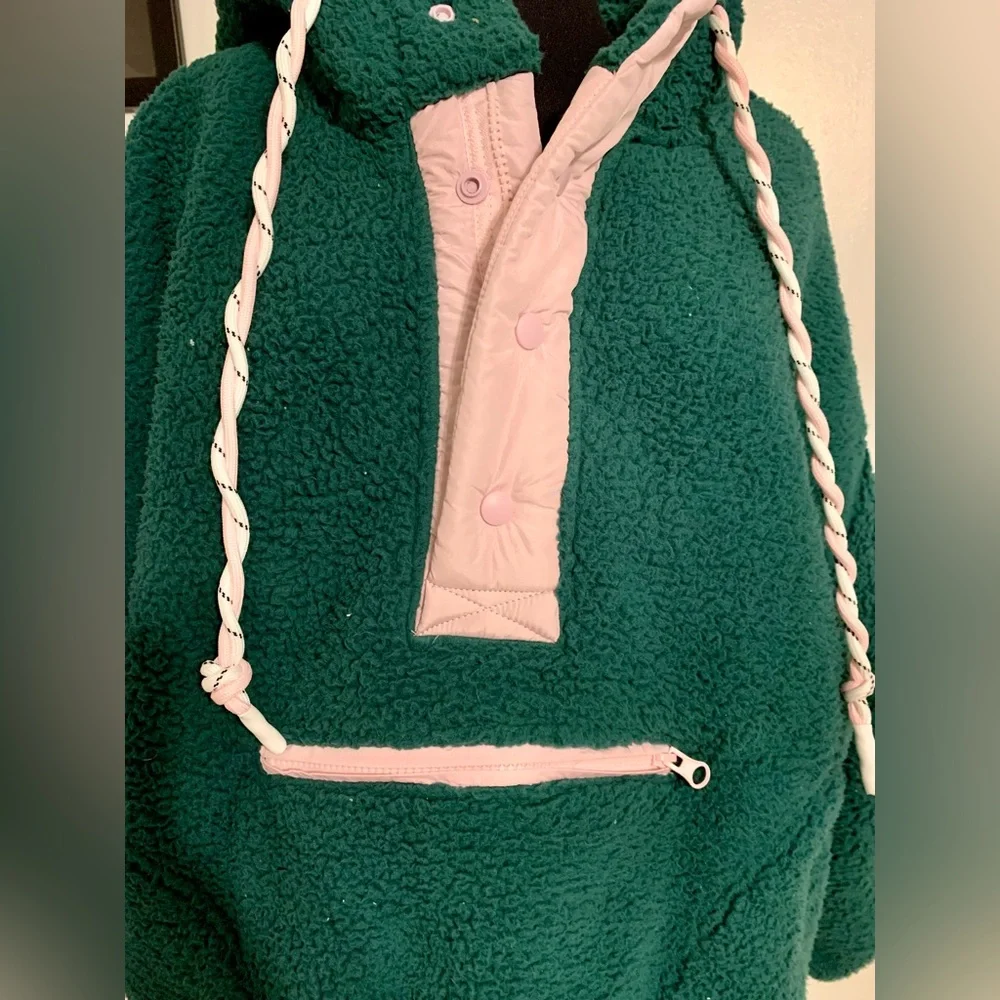 Sherpa oversized hoodie jacket frostbite fleece pullover 1/4 zip button up - Picture 4 of 16